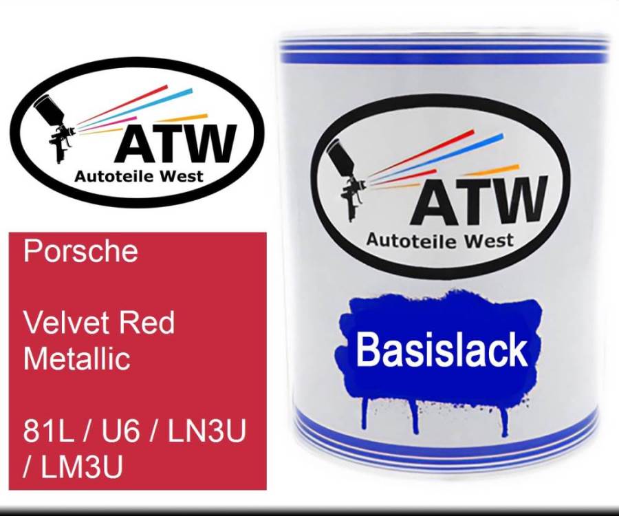Porsche, Velvet Red Metallic, 81L / U6 / LN3U / LM3U: 1L Lackdose, von ATW Autoteile West.